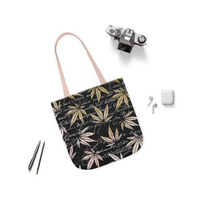 Gold And Black 420 Weed Marijuana Leaf Polyester Canvas Tote Bag (AOP)