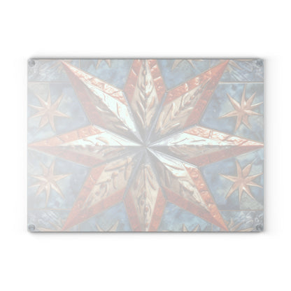 Beautiful Stars Abstract Star Style Orange, White And Blue Glass Cutting Board