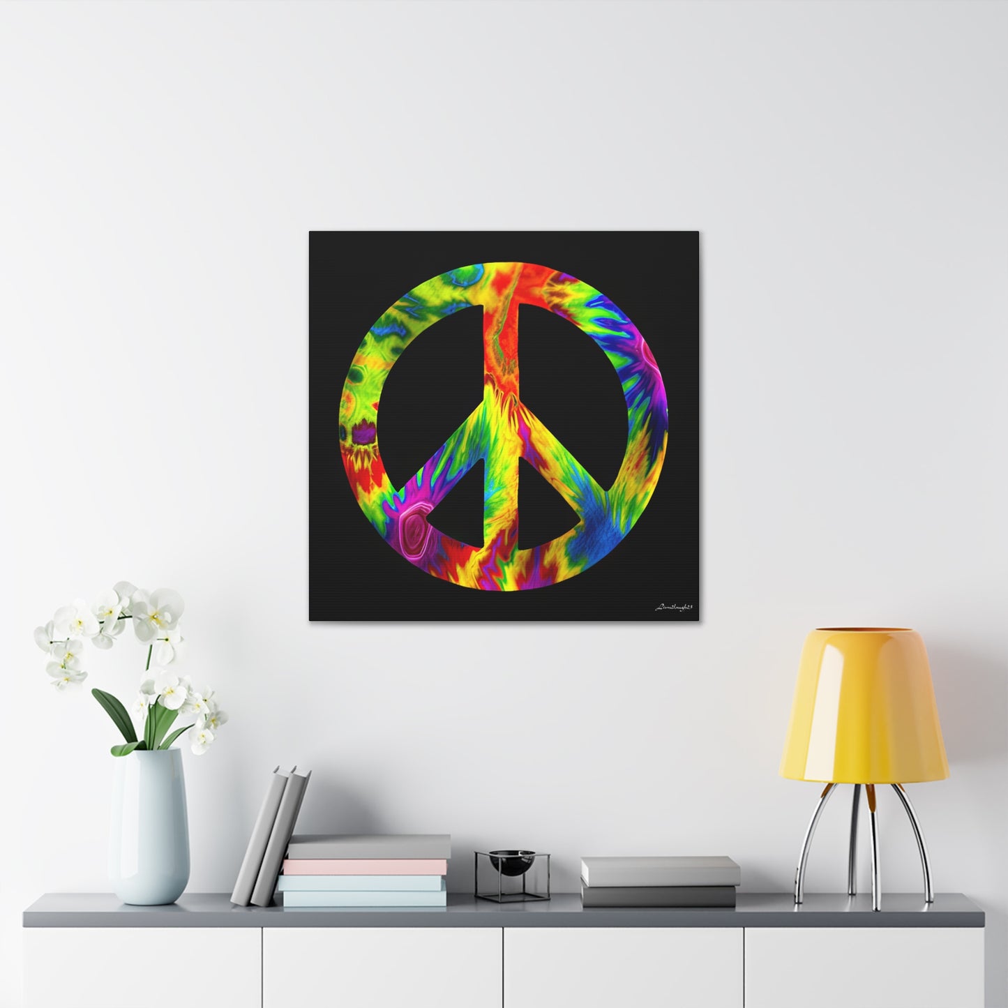 Coolio Tie Dye Hippie Peace Sign 6 Canvas Gallery Wraps