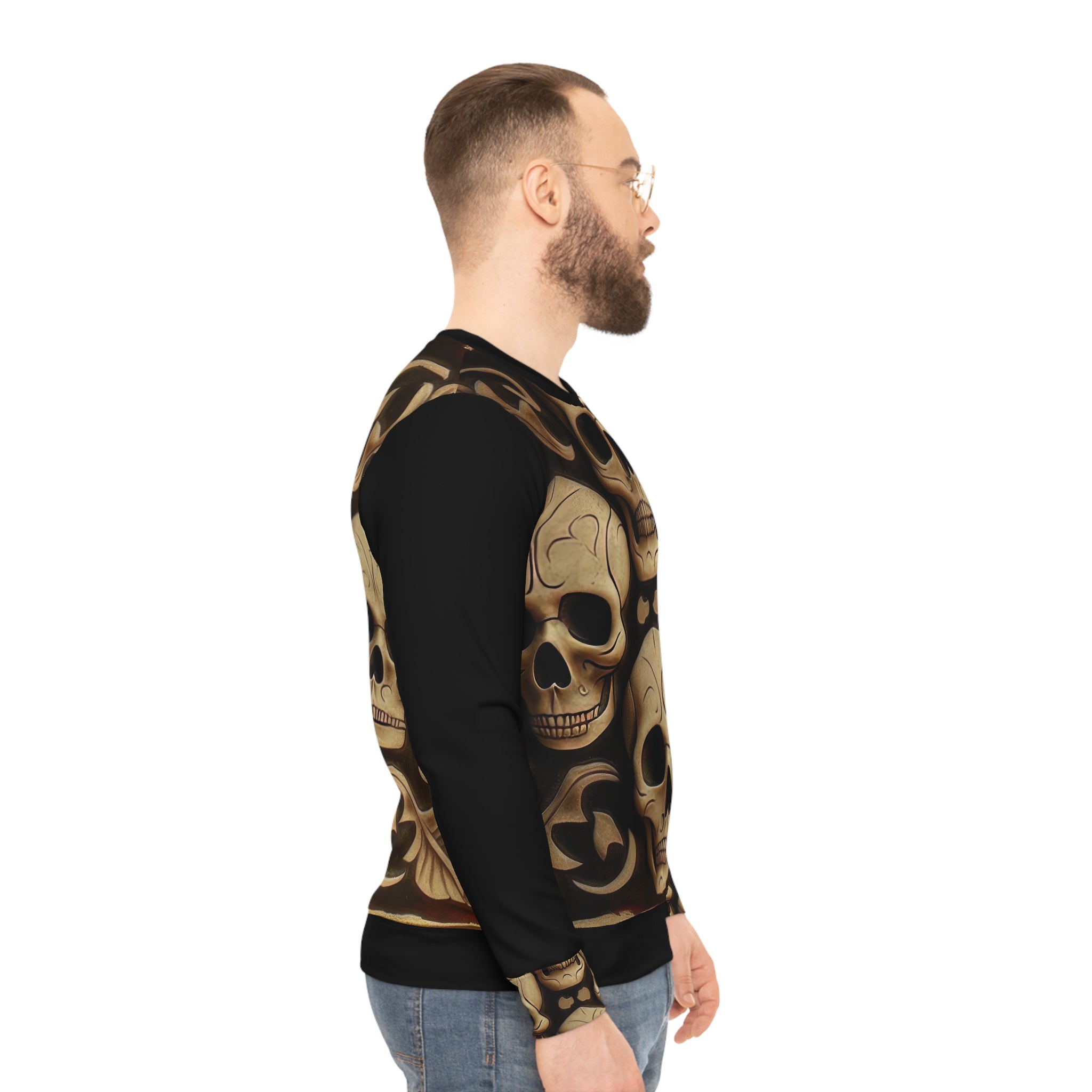 Metallic Chrome Skulls and classic Designed Background Style 16 Lightweight Sweatshirt (AOP)