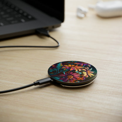 Bold And Beautiful Flowers Pink Orange Purple 6 Magnetic Induction Charger