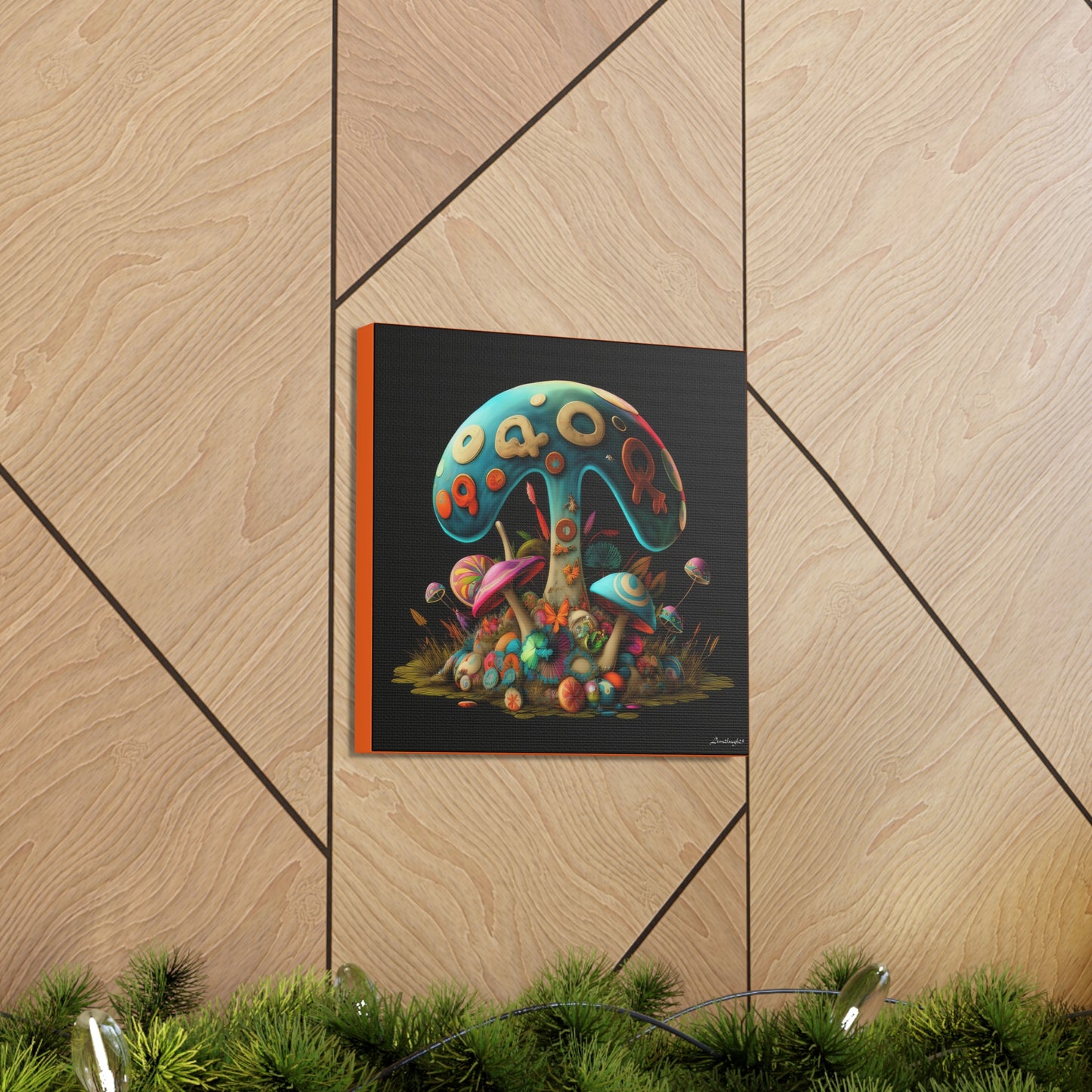 Beautiful Mushroom Colorful Uniquely Detailed Canvas Gallery Wraps