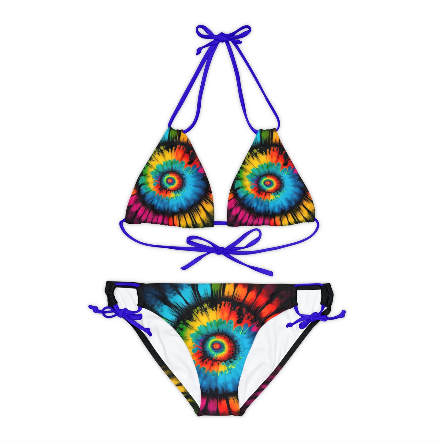 Bold And Beautiful Tie Dye Style Four Strappy Bikini Set (AOP)