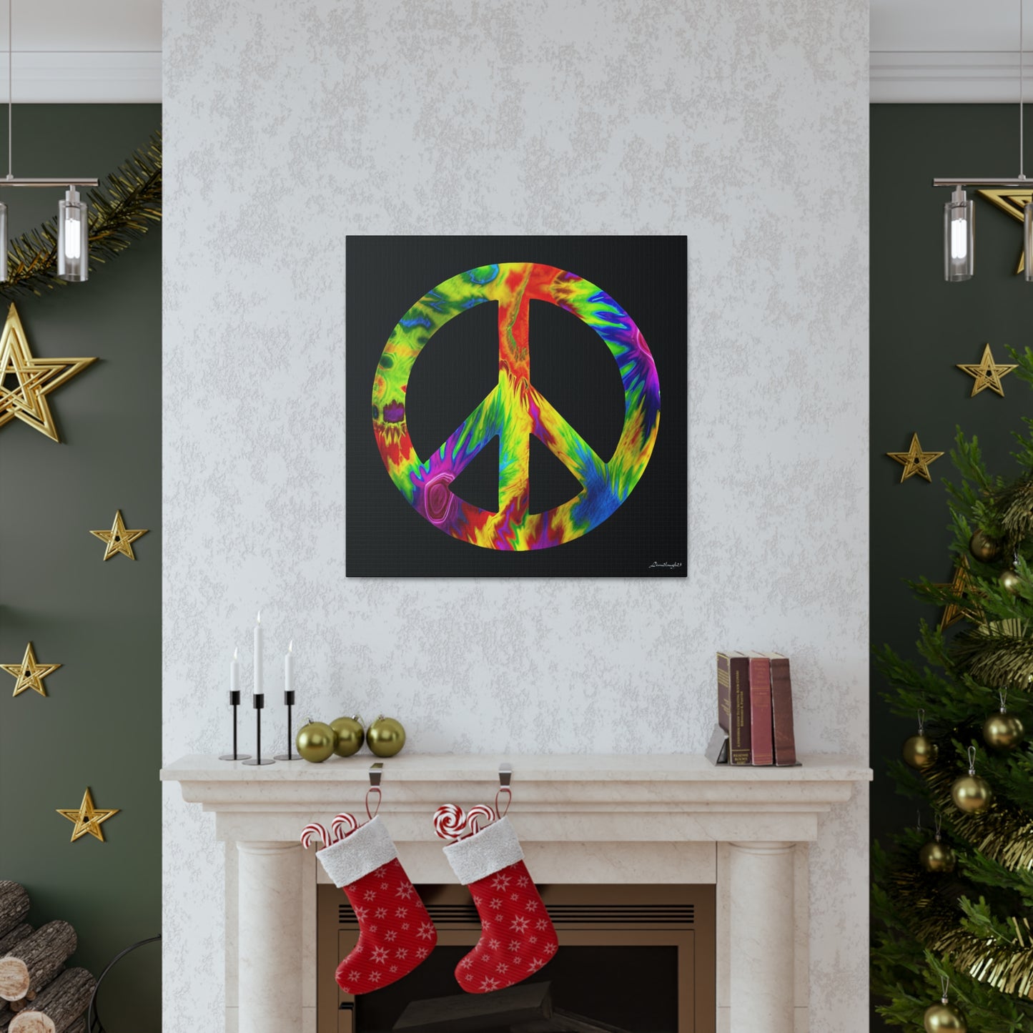 Coolio Tie Dye Hippie Peace Sign 6 Canvas Gallery Wraps