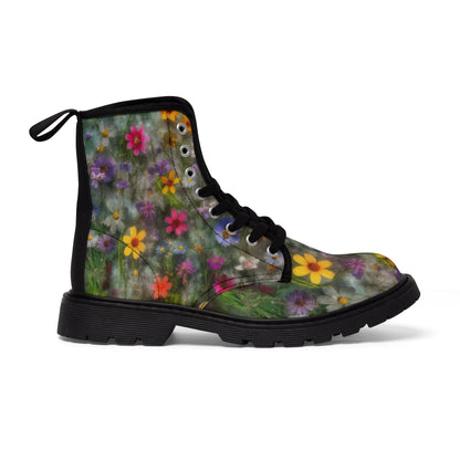 Bold & Beautiful & Metallic Wildflowers, Gorgeous floral Design, Style 2 Women's Canvas Boots