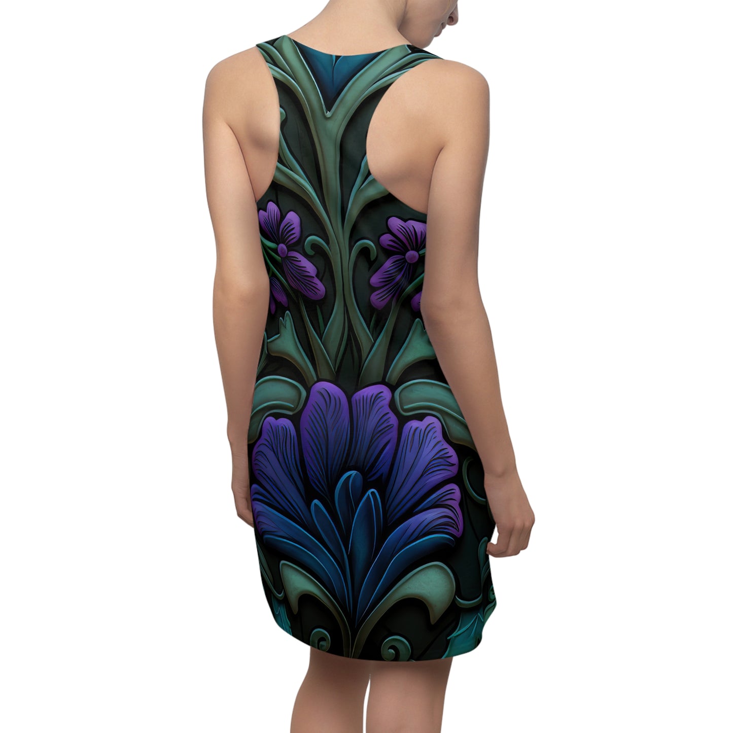 Gothic Bold & Beautiful flower floral Style 3 Women's Cut & Sew Racerback Dress (AOP)