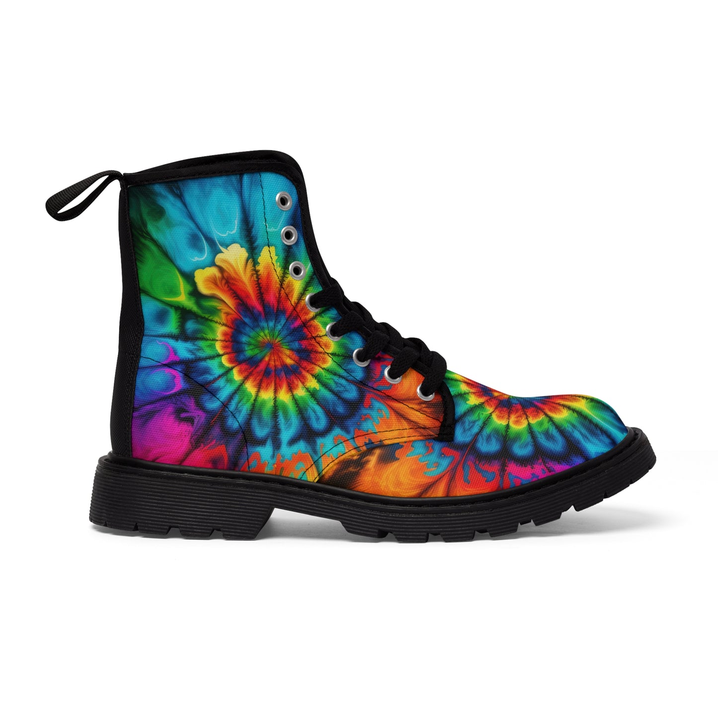 Bold And Beautiful Tie Dye Style Two Men's Canvas Boots