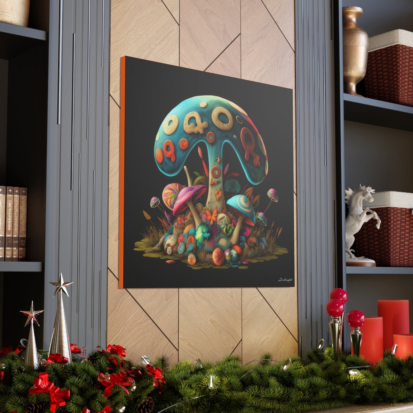 Beautiful Mushroom Colorful Uniquely Detailed Canvas Gallery Wraps