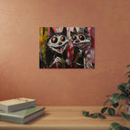 Doodle Abstract Wide Eye Racoons With Colorful Grey Pink Yellow Background By DaFlowerChild Aluminum Composite Panels
