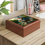 Smiling Gnome At River With Backpack, Beer in Hand Jewelry Box