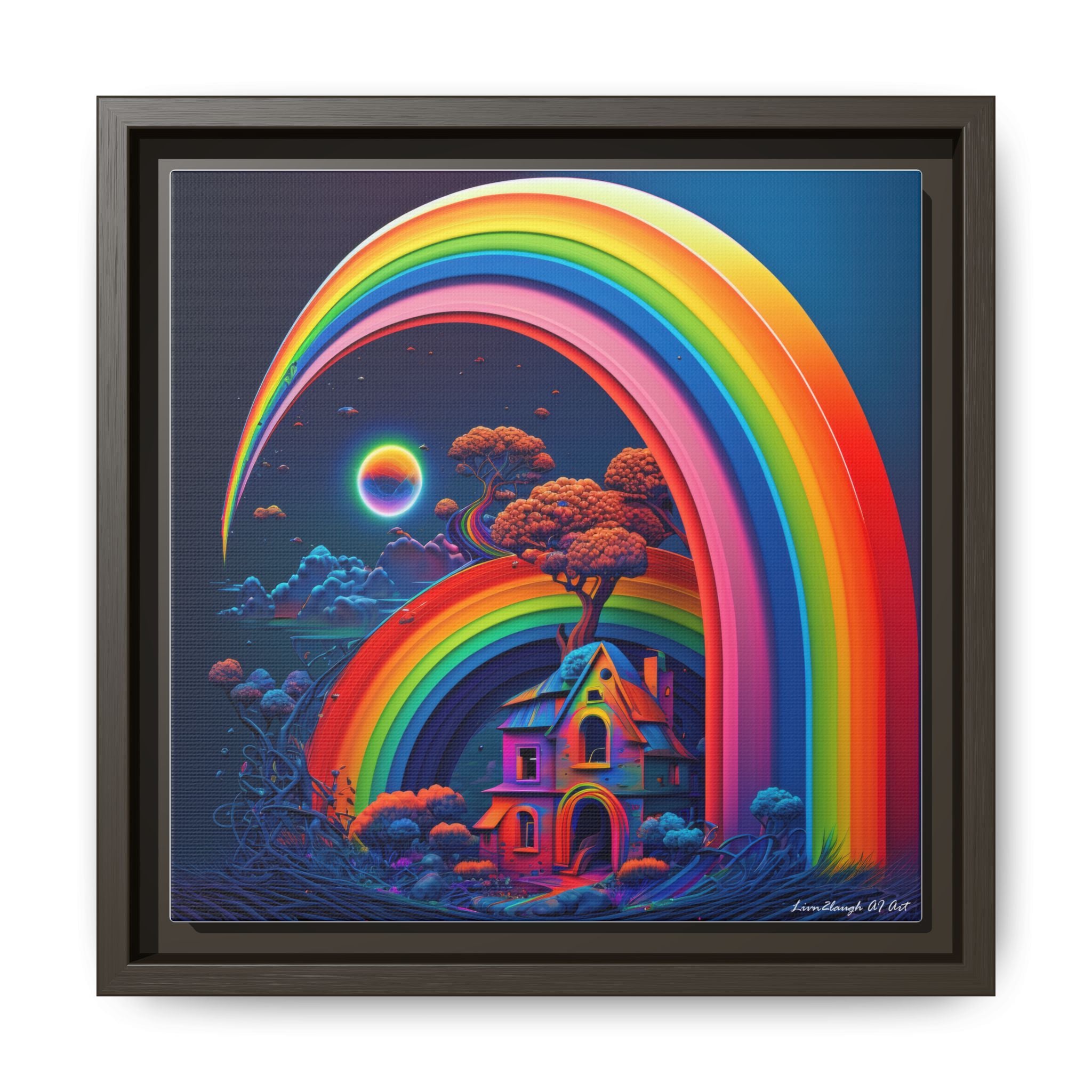 Home Beneath the Rainbow, Art Print — Colorful Modern Wall Canvas