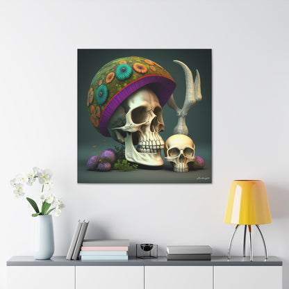 Skull With Colorful Beautifully Detailed Helmet Purple Green Orange Canvas Gallery Wraps