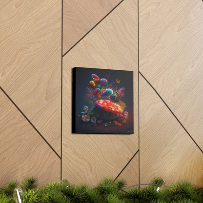 Beautiful Mushroom Luminating Colorful Bliss With Butterflies Canvas Gallery Wraps