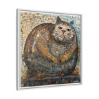 "Serene Mosaic Cat", Framed Mosaic Cat Art Print — Colorful Modern Wall Canvas