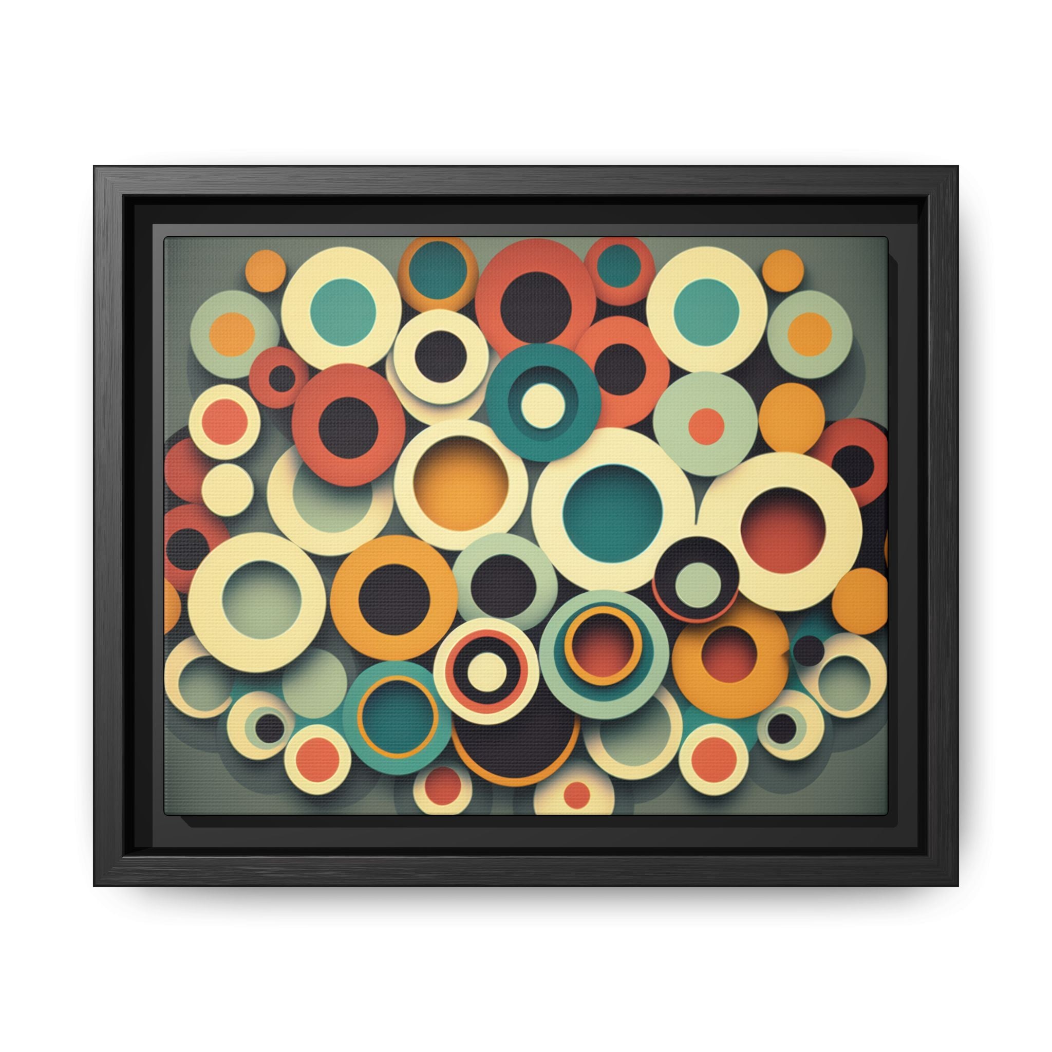 Gathered Circles, Matte Canvas, Framed (Multi-color)