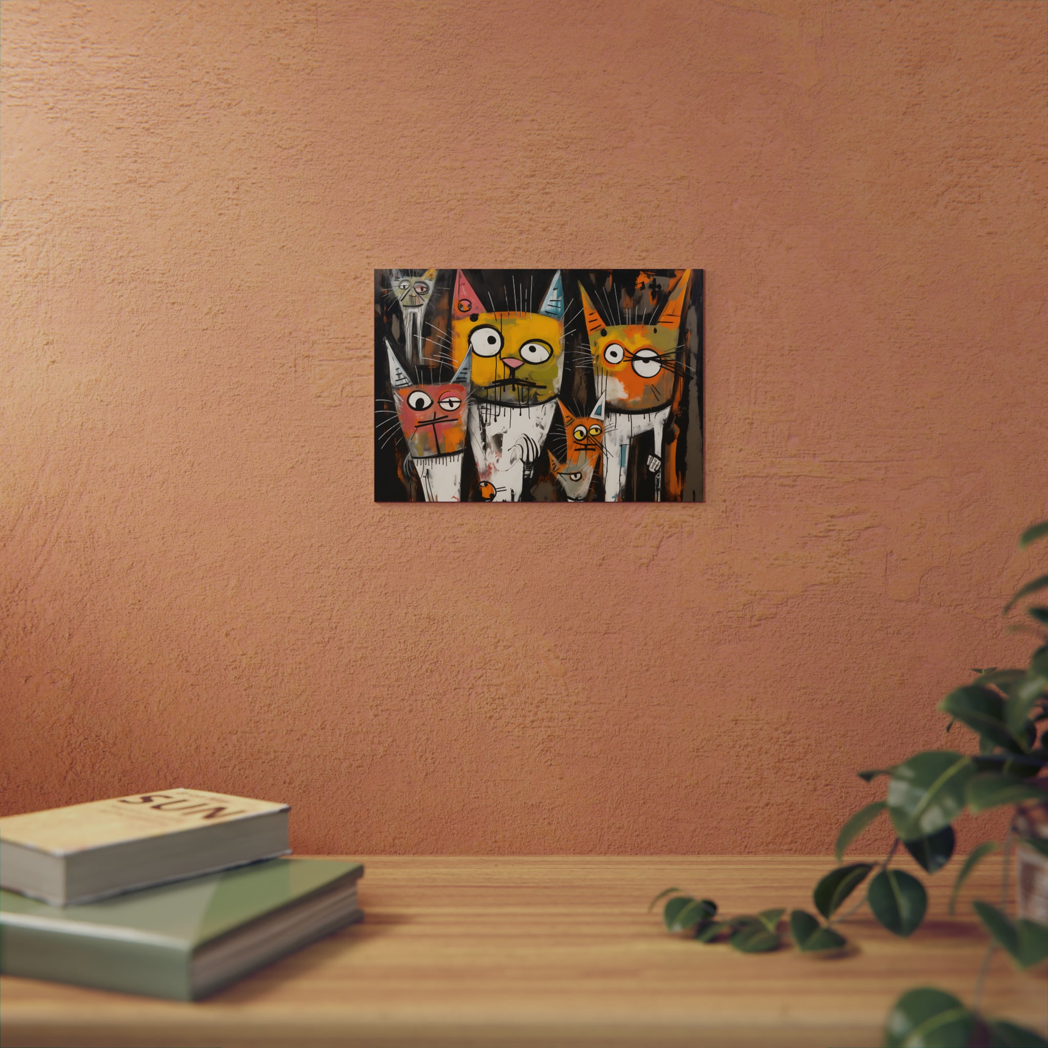 Doodle Abstract Multi Colored Cats With Black Background By DaFlowerChild Aluminum Composite Panels