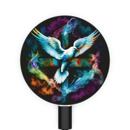 Bold And Beautiful Tie Dye Dove And Cross Style 3 Magnetic Induction Charger