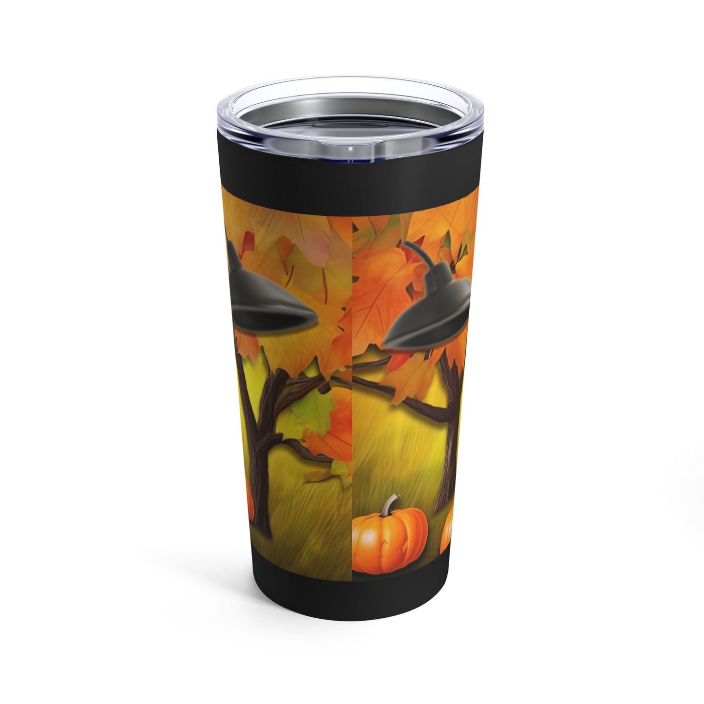 Big Eyed Animal With Black Fur For Fall Halloween, Halloween House With Leaves Tumbler 20oz