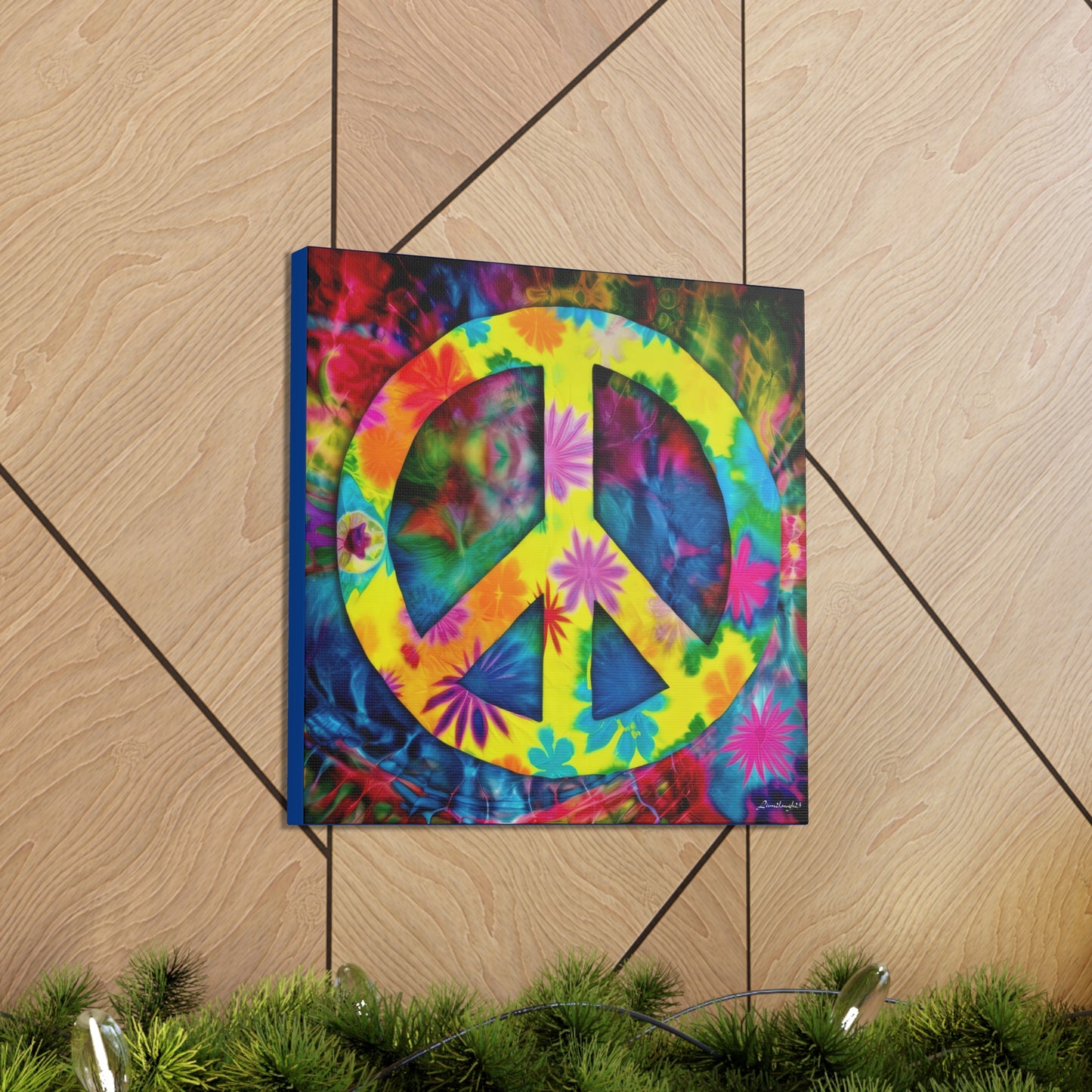 Coolio Tie Dye Hippie Peace Sign 3 Canvas Gallery Wraps