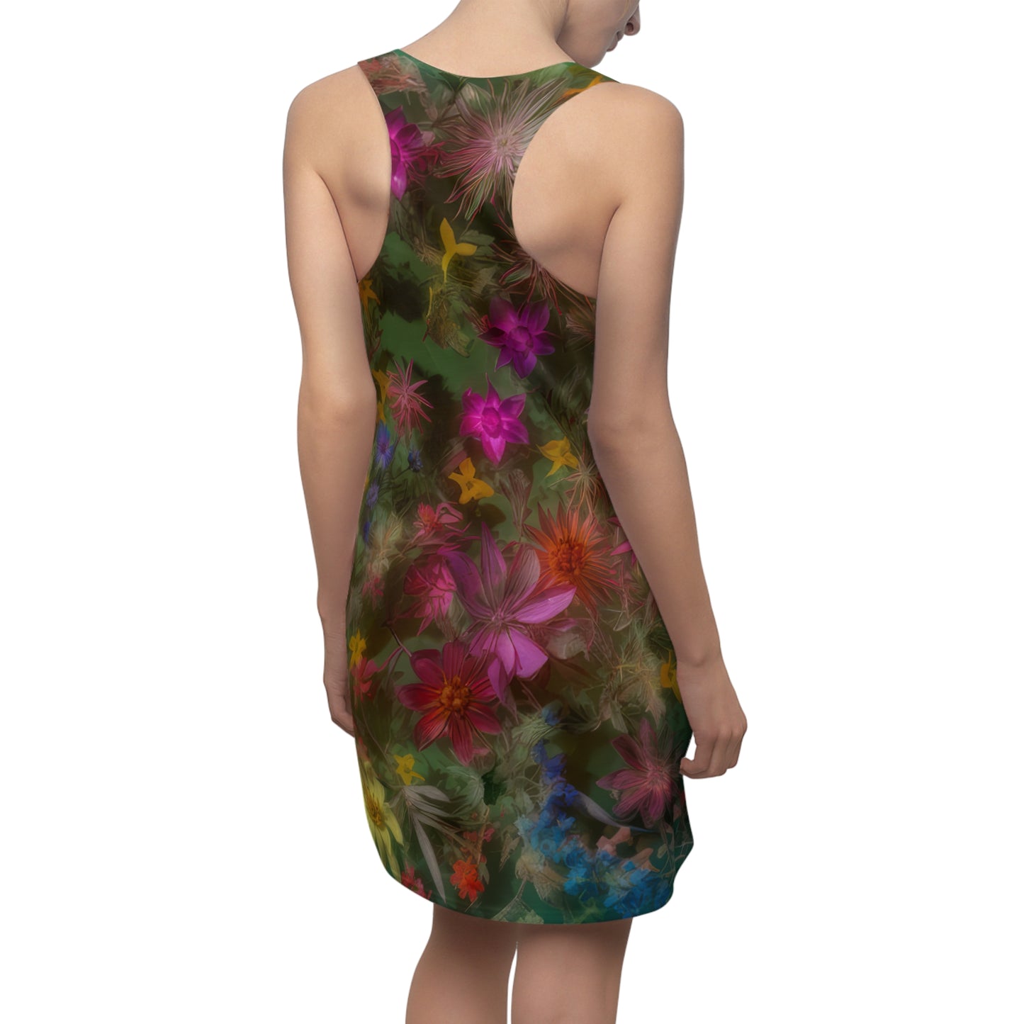 Bold & Beautiful & Metallic Wildflowers, Gorgeous floral Design, Style 3 Women's Cut & Sew Racerback Dress (AOP)