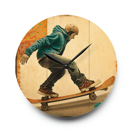 Skateboarding Anytime Style 1 Wall Clock