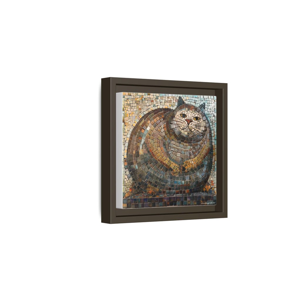 "Serene Mosaic Cat", Framed Mosaic Cat Art Print — Colorful Modern Wall Canvas
