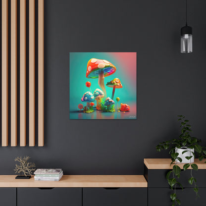 Beautiful Mushroom Luminating Colorful Bliss 3 Canvas Gallery Wraps