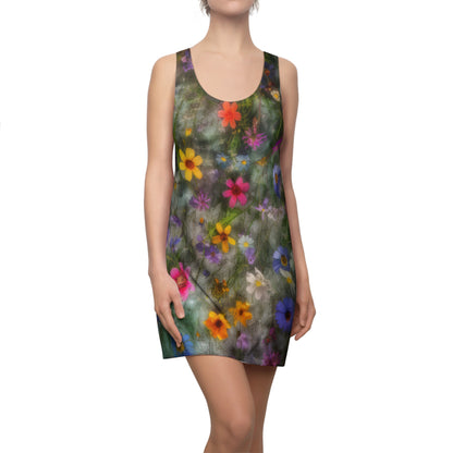 Bold & Beautiful & Metallic Wildflowers, Gorgeous floral Design, Style 2 Women's Cut & Sew Racerback Dress (AOP)