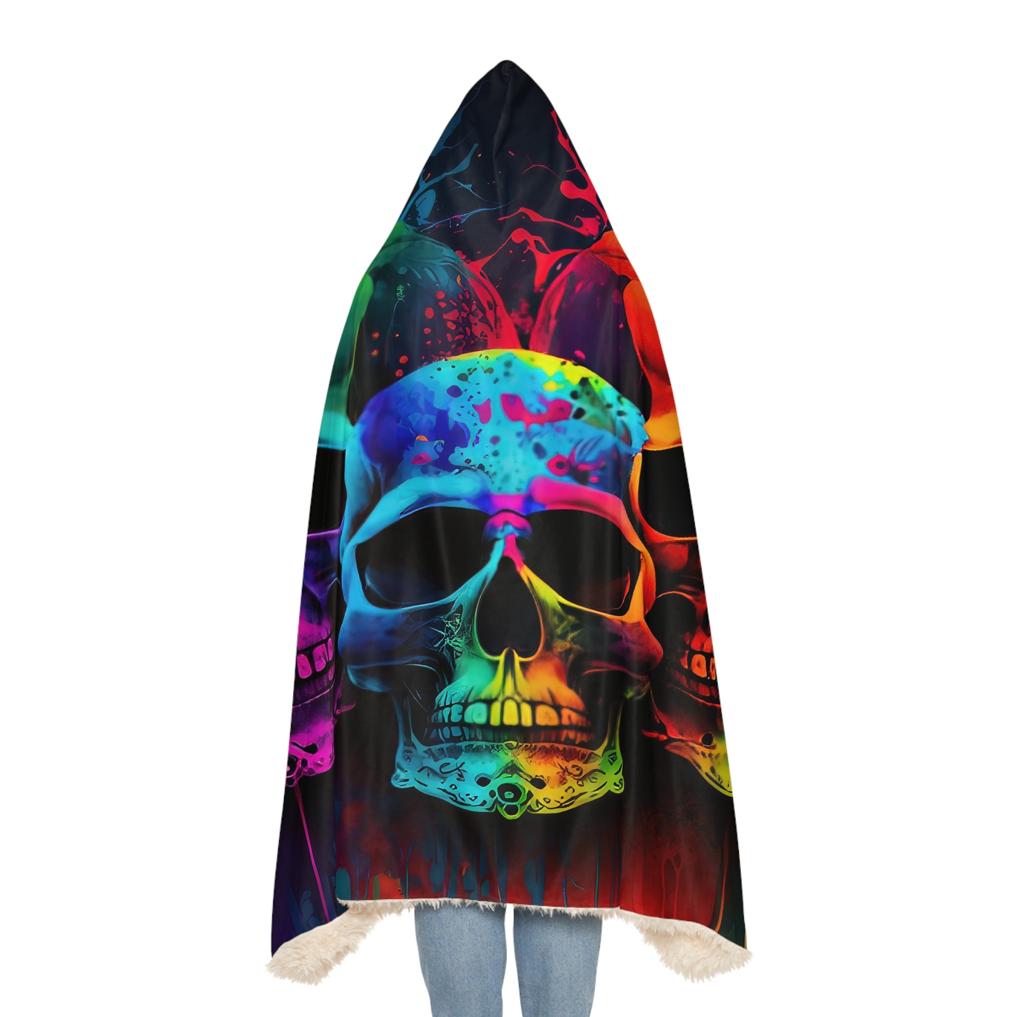 Tie Dye 3 Skulls Heads Style One Snuggle Blanket