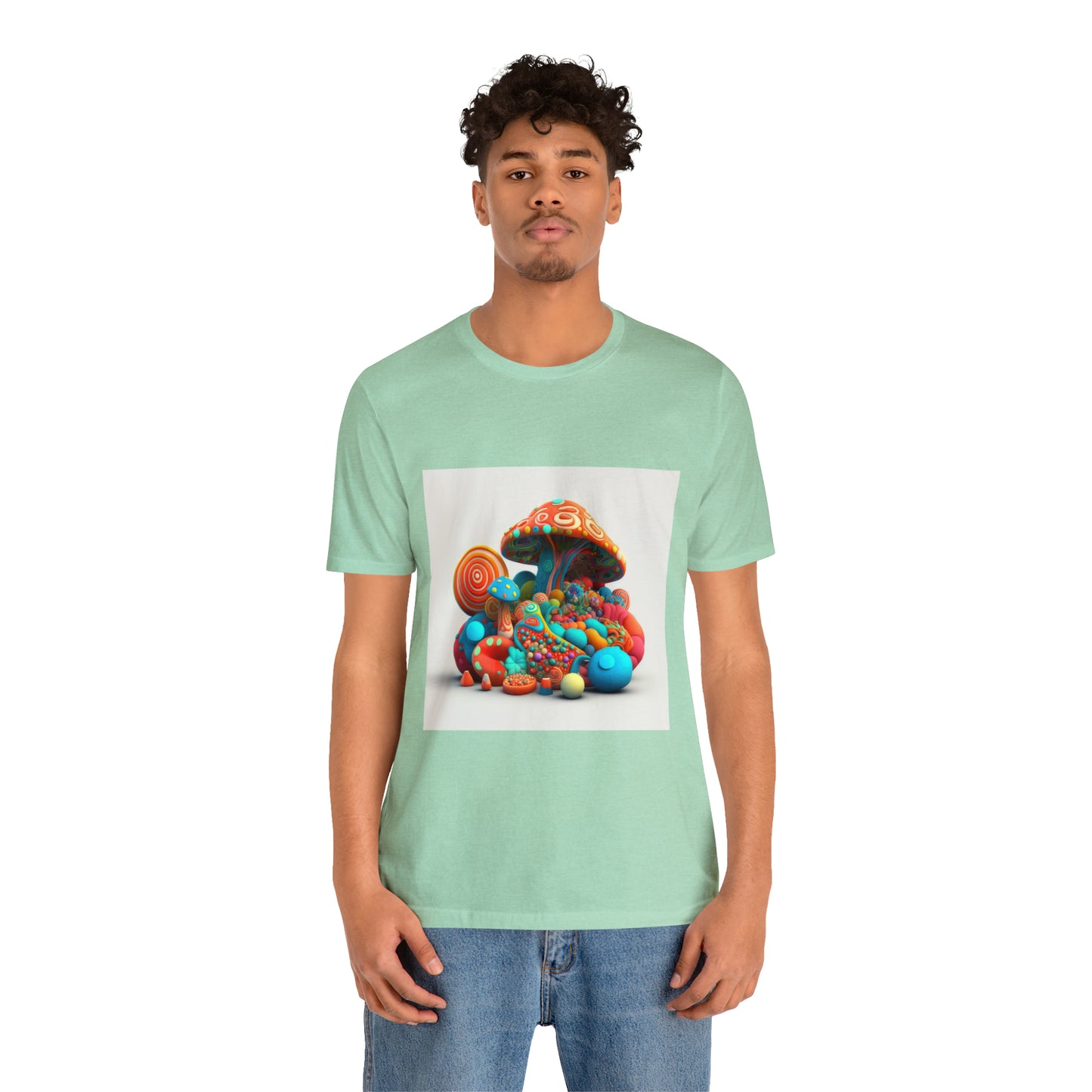 Hippie Mushroom Color Candy Style Design Style 1Unisex Jersey Short Sleeve Tee