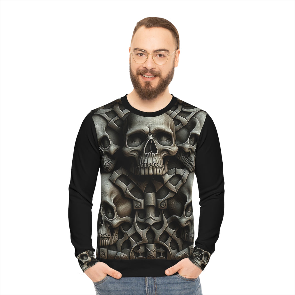 Metallic Chrome Skulls and classic Designed Background Style 18 Lightweight Sweatshirt (AOP)