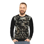 Metallic Chrome Skulls and classic Designed Background Style 18 Lightweight Sweatshirt (AOP)