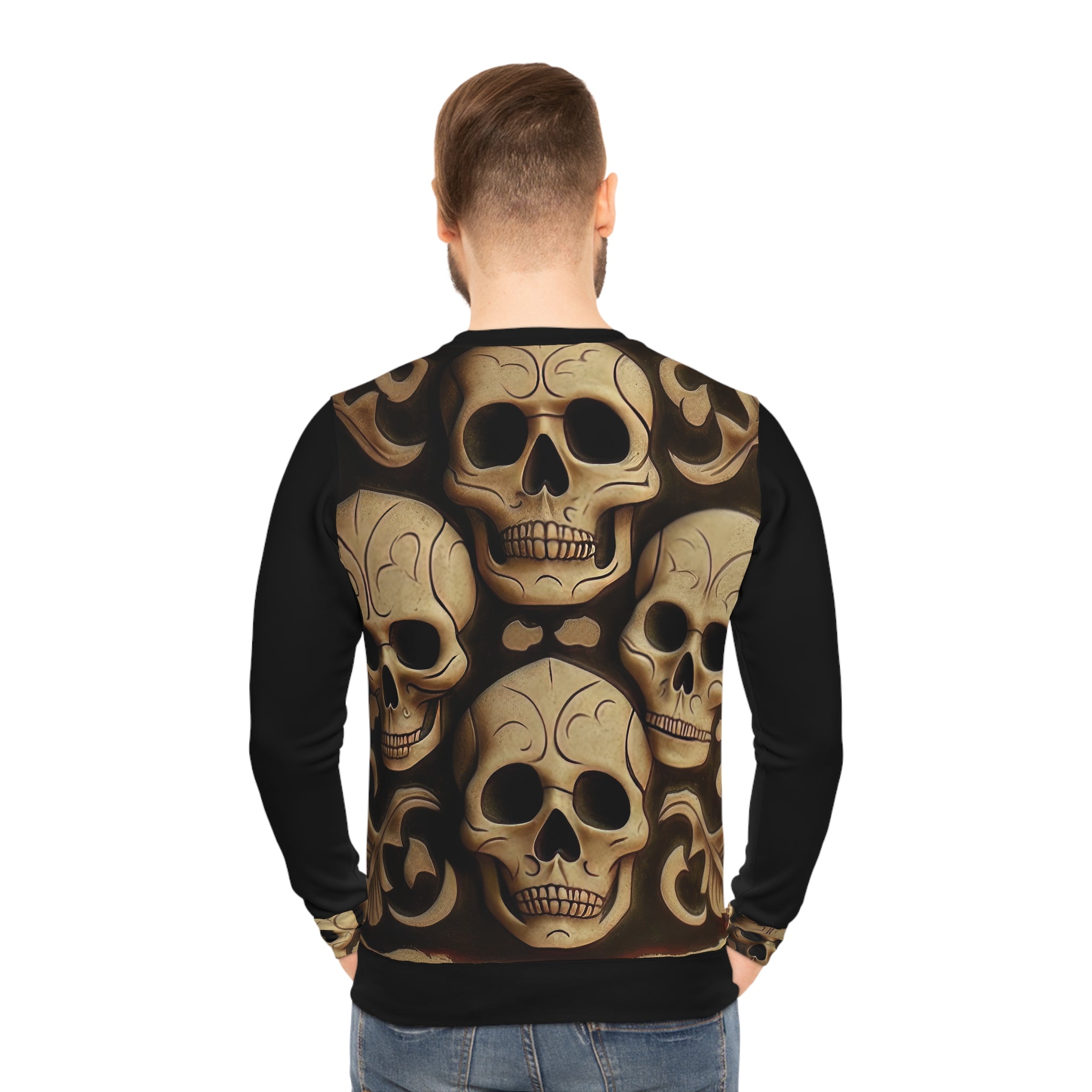 Metallic Chrome Skulls and classic Designed Background Style 16 Lightweight Sweatshirt (AOP)
