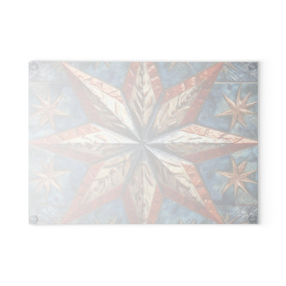 Beautiful Stars Abstract Star Style Orange, White And Blue Glass Cutting Board