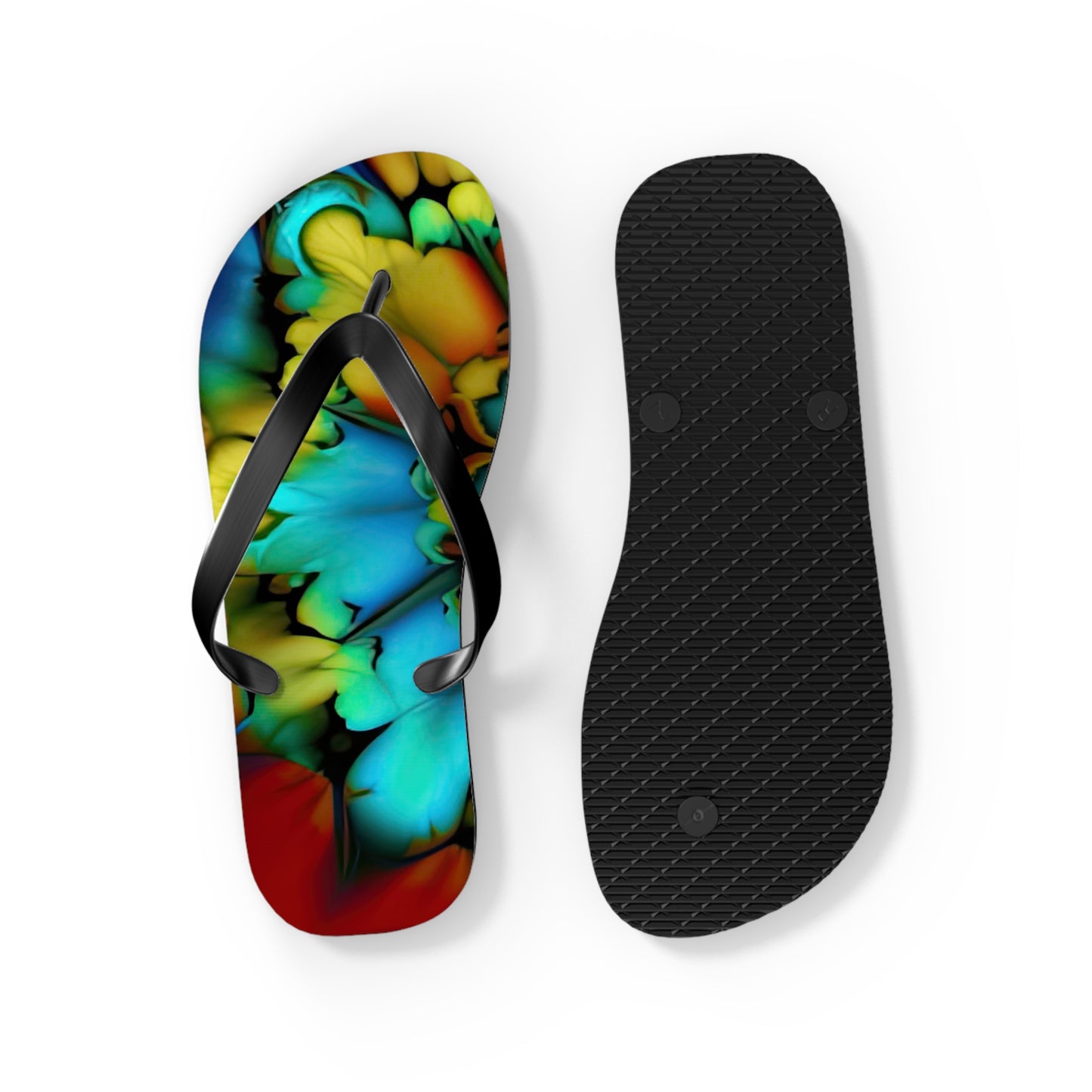 Bold And Beautiful Tie Dye B 3 Blue Yellow Flip Flops