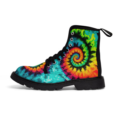 Bold And Beautiful Tie Dye Style Three Men's Canvas Boots