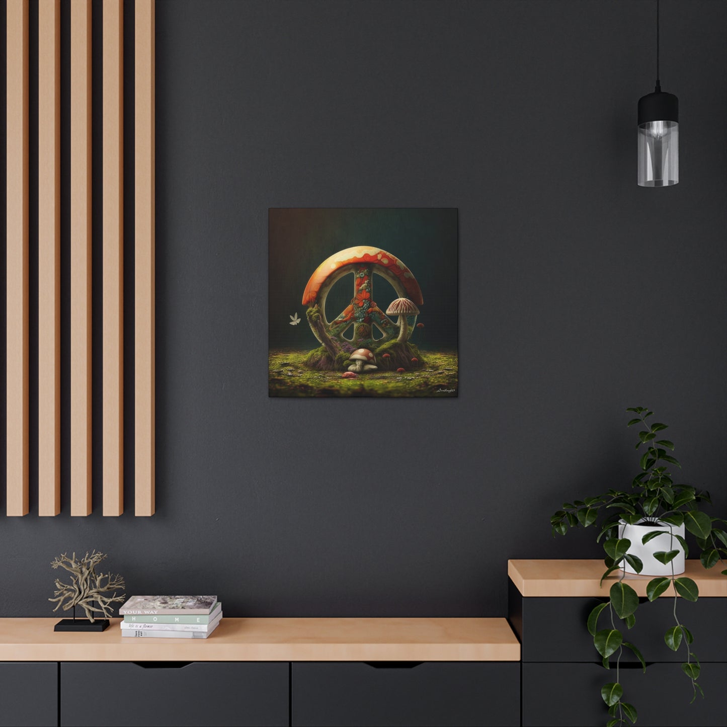 Beautiful Forest Round Peace Sign 6 Canvas Gallery Wraps