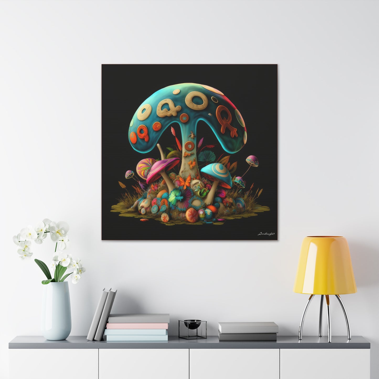 Beautiful Mushroom Colorful Uniquely Detailed Canvas Gallery Wraps