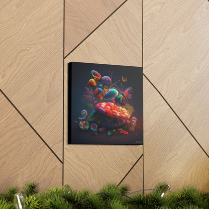 Beautiful Mushroom Luminating Colorful Bliss With Butterflies Canvas Gallery Wraps