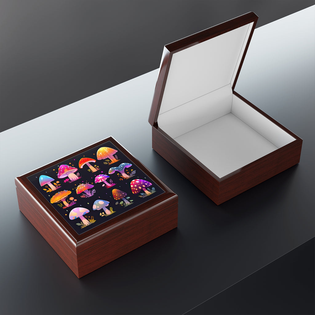 Gorgeous Colorful Mushrooms Jewelry Box