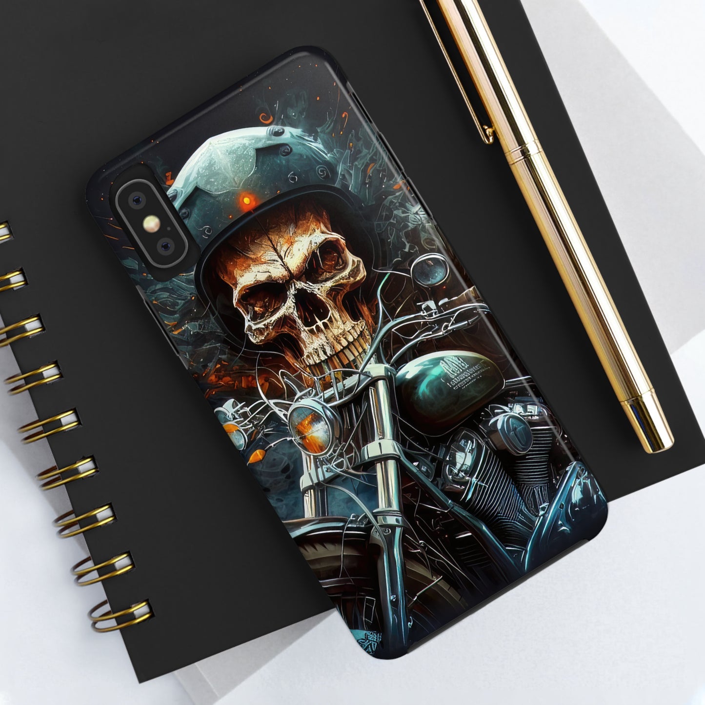 Skull Motorcycle Rider, Ready to Tear Up Road On Beautiful Bike 9 Tough Phone Cases