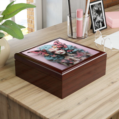 Gothic Butterfly Pink Background, Black or Brown Jewelry Box