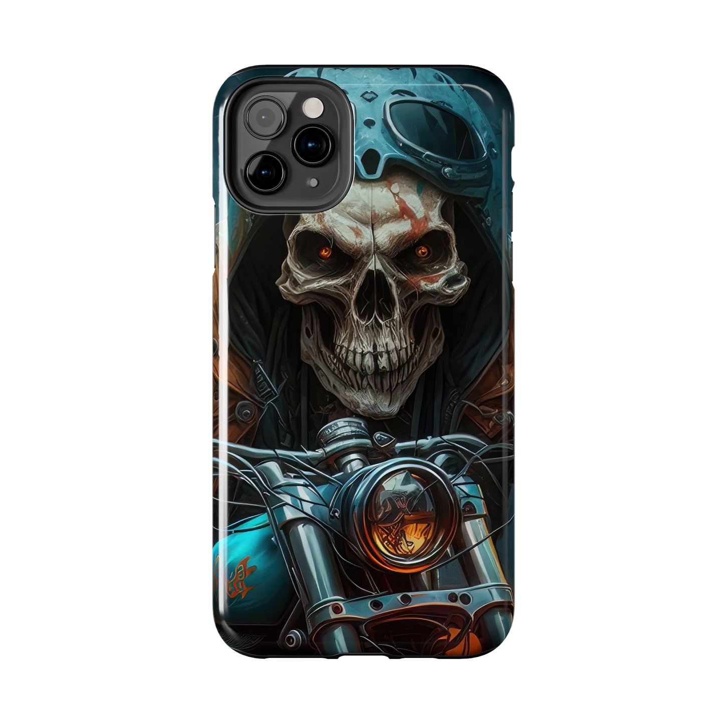Skull Motorcycle Rider, Ready to Tear Up Road On Beautiful Bike 4 Tough Phone Cases