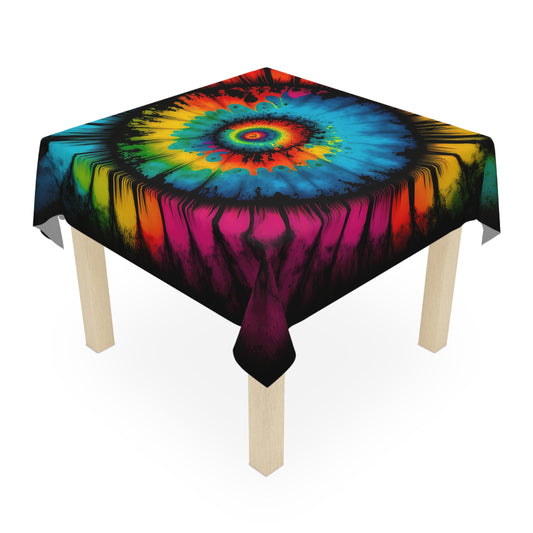 Bold And Beautiful Tie Dye Style 4 With Black Background Tablecloth