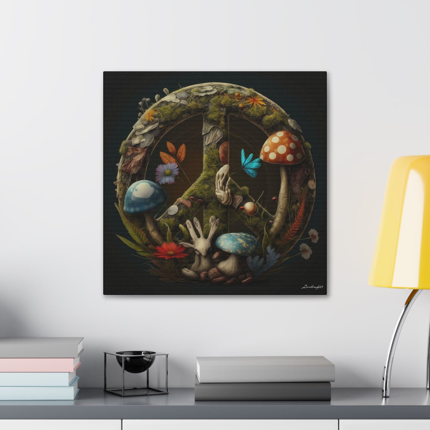 Beautiful Forest Round Peace Sign 5 Canvas Gallery Wraps