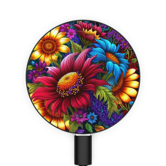 Bold And Beautiful Flowers Yellow Blue Orange Purple 4 Magnetic Induction Charger