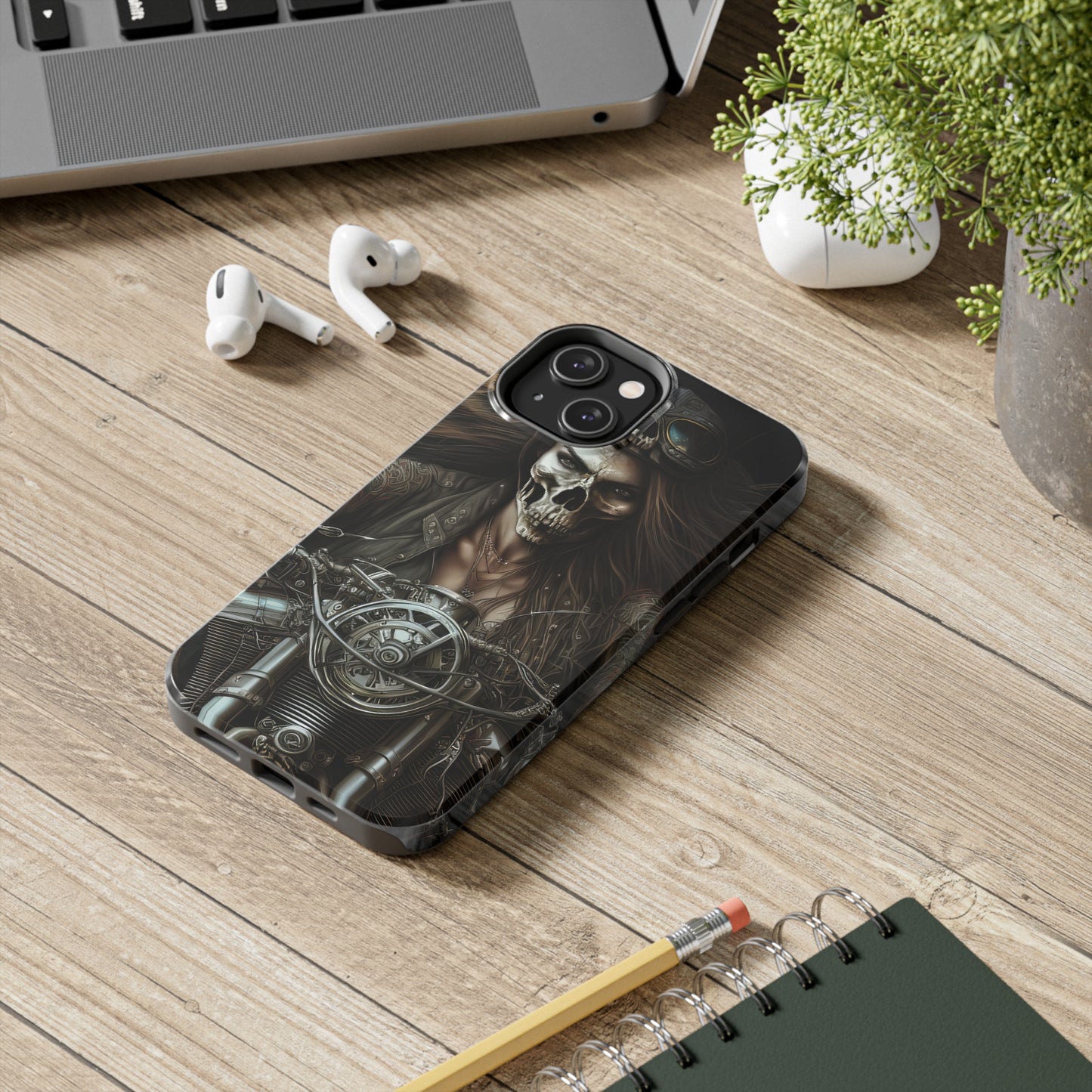 Skull Motorcycle Rider, Ready to Tear Up Road On Beautiful Bike 10 Tough Phone Cases