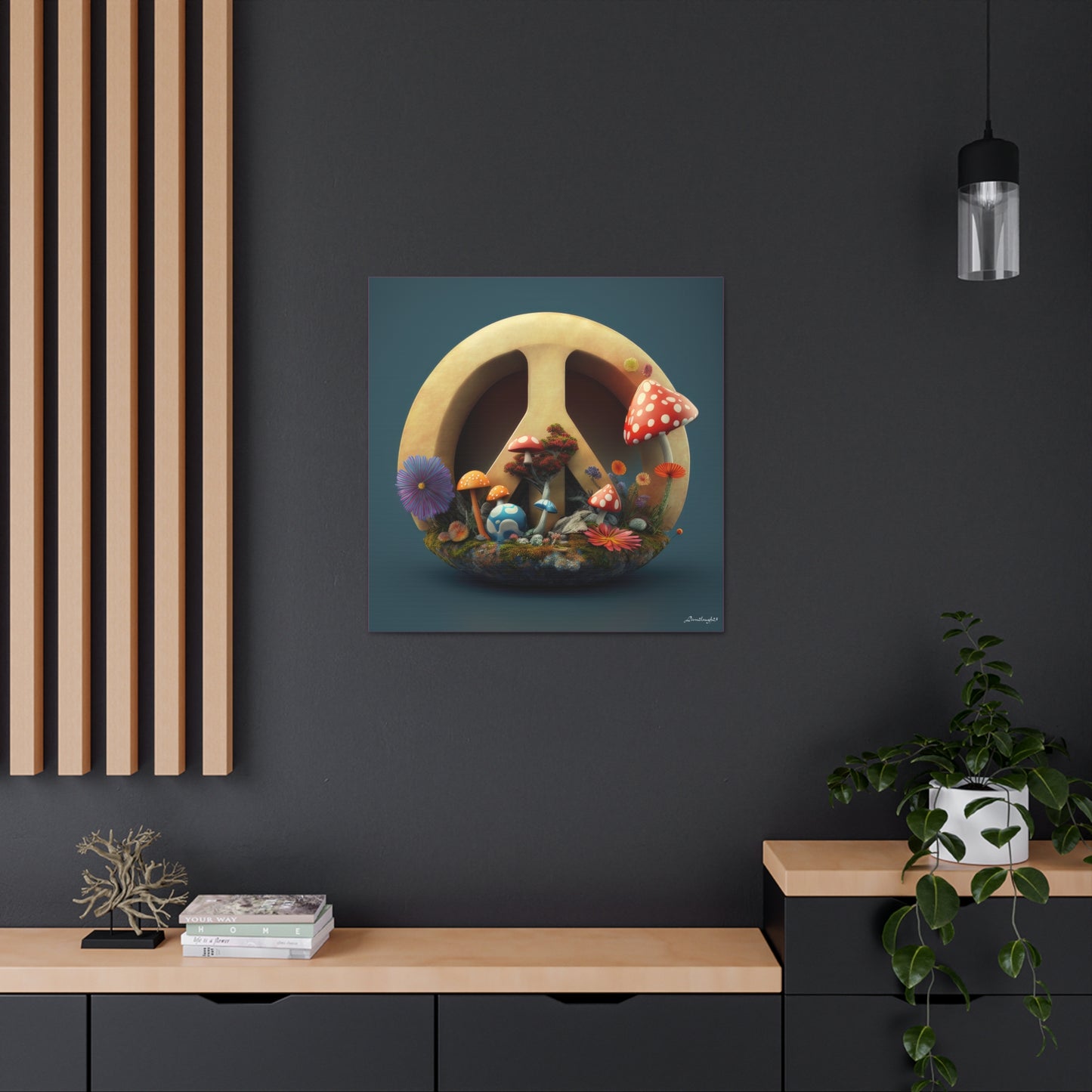 Beautiful Forest Round Peace Sign 3 Canvas Gallery Wraps