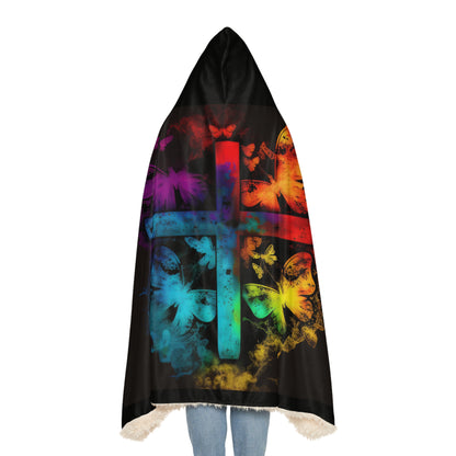 Bold And Beautiful Cross And Butterfly Abstract Style Three Snuggle Blanket