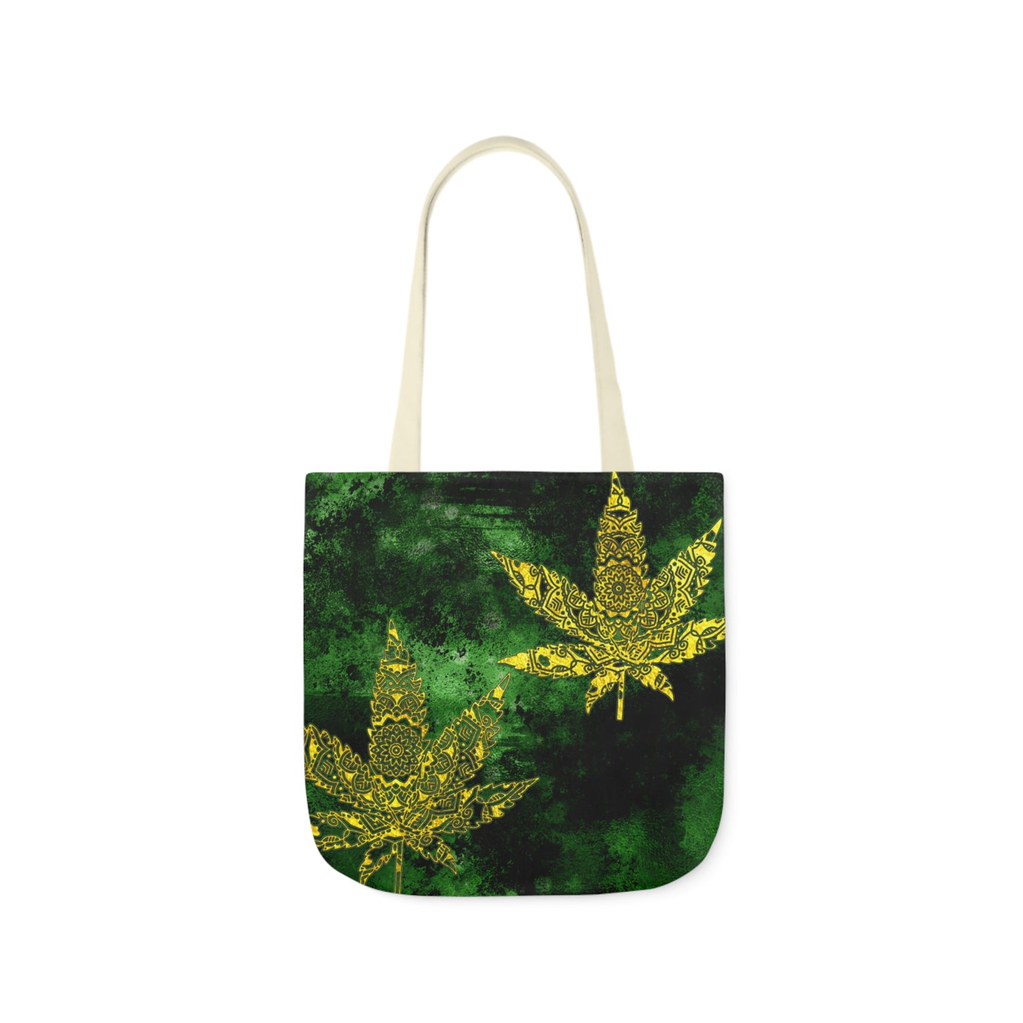 Gorgeous Designed Gold Leaf With multigreen Background Marijuana Pot Weed 420 Polyester Canvas Tote Bag (AOP)